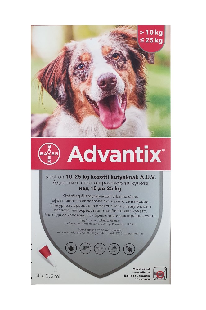 Advantix spot-on for dogs 10-25 kg / Адвантикс спот-он за кучета 10-25 кг - 1 пипета - Image 1