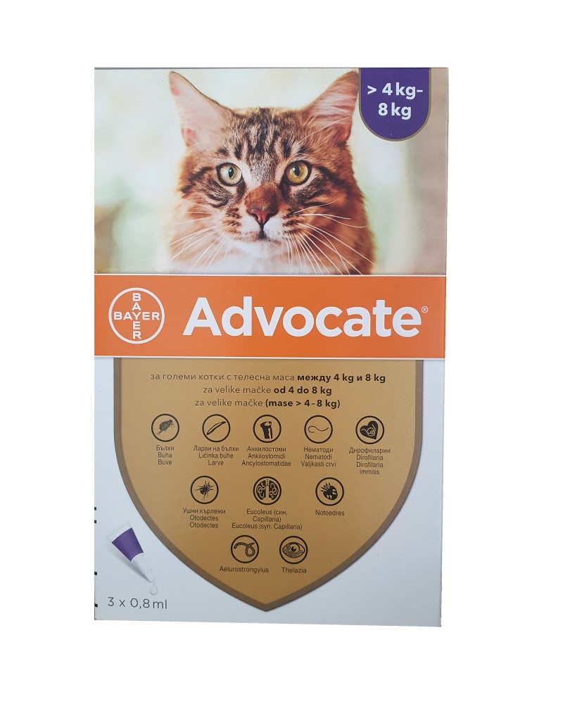 Advocate cat 4-8 kg / Адвокейт ратвор за котки 4-8 кг - 1 пипета - Image 1