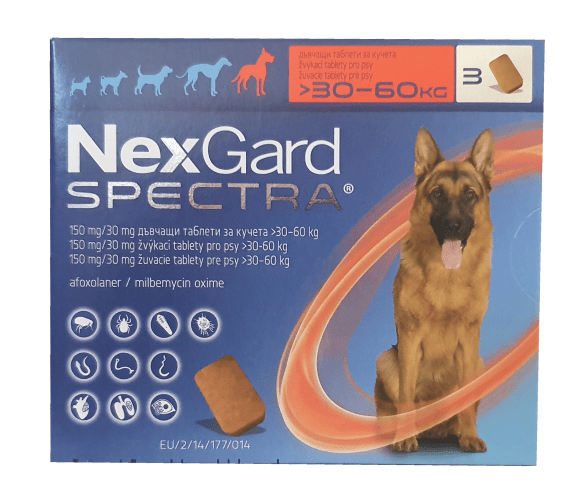 nexgard-spectra-30-60 NexGard Spectra / Нексгард Спектра дъвчаща таблетка за кучета от 30 до 60 кг - 1 таблетка - Image 1