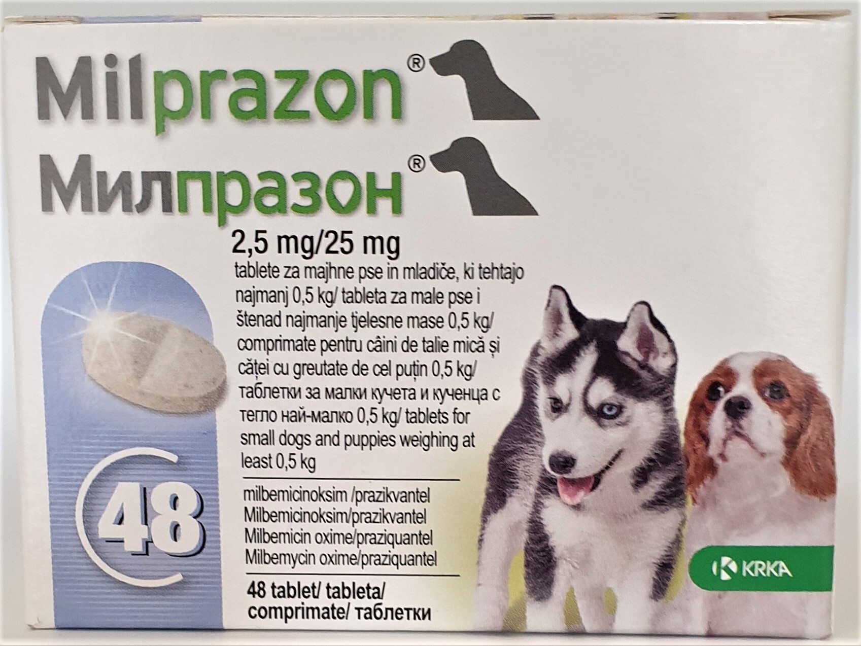 Milprazon 2.5 mg/25 mg / Милпразон 2,5 мг/25 мг таблетки за малки кучета и кученца с тегло 0,5 - 5 кг - 1 таблетка - Image 1
