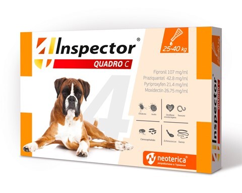 Inspector-Quadro-C-25-40-kg Inspector quadro С spot-on / Инспектор куадро С спот-он за кучета 25 - 40 кг 1 пипета - Image 1