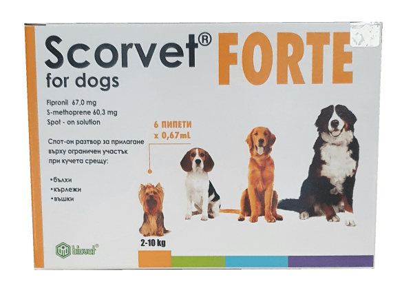 scorvet-2-10kg Scorvet Forte Spot-on Dogs/ Скорвет Форте спот-он за кучета от 2 до 10 кг - Image 1