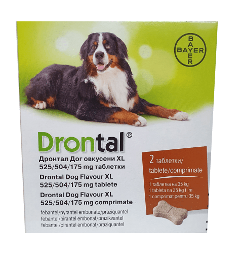 images Drontal Dog Flavour XL / Дронтал Дог овкусени таблети XL - кутия с 2 таблетки - Image 1
