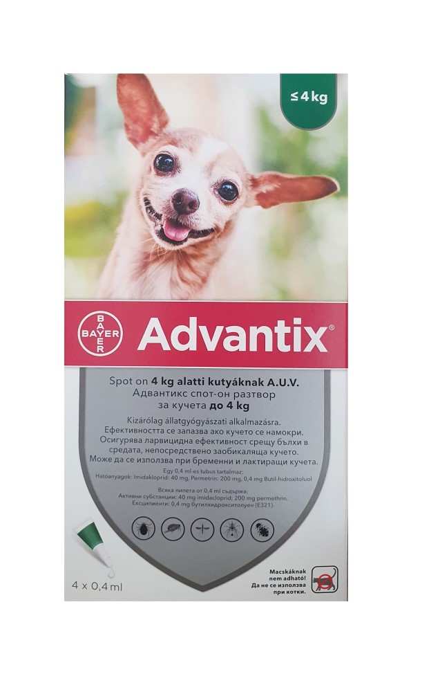 advantix-dog-do4kg Advantix spot-on for dogs < 4 kg / Адвантикс спот-он за кучета до 4 кг - Image 1