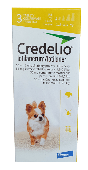credelio-1.3-2.5kg Credelio 56 mg / Кределио 56 мг таблетки за дъвчене за кучета от 1,3 до 2,5 кг - Image 1