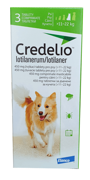 credelio-11-22kg Credelio 450 mg / Кределио 450 мг таблетки за дъвчене за кучета от 11 до 22 кг - Image 1