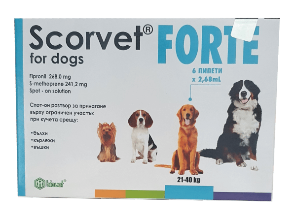 scorvet-21-40kg Scorvet Forte Spot-on Dogs/ Скорвет Форте спот-он за кучета от 21 до 40 кг - Image 1