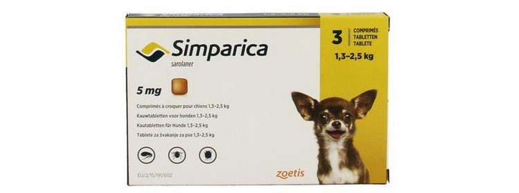 simparica-1.3-2.5kg Simparica 5 mg / Симпарика 5 мг таблетки за дъвчене за кучета от 1,3 до 2,5 кг - Image 1