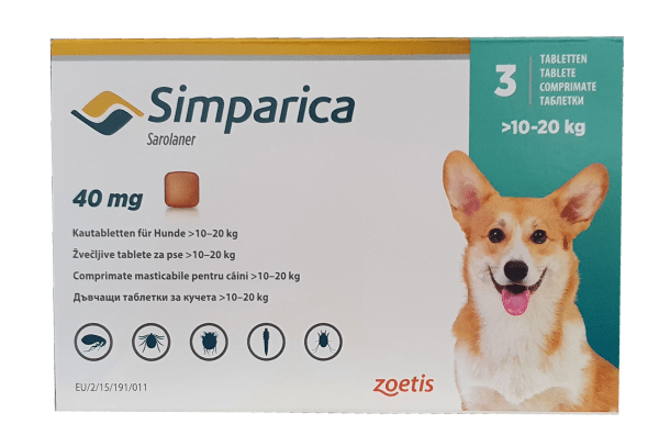 Simparica 40 mg / Симпарика 40 мг таблетки за дъвчене за кучета от 10 до 20 кг - Image 1