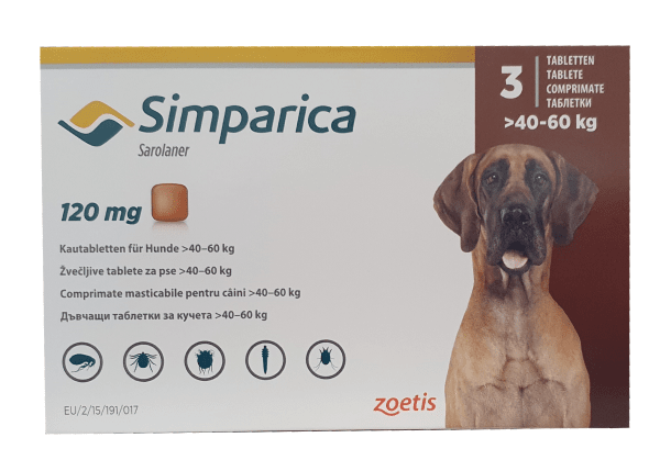 simparica-40-60kg Simparica 120 mg / Симпарика 120 мг таблетки за дъвчене за кучета от 40 до 60 кг - Image 1