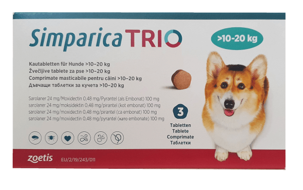 simparica-trio-10-20kg Simparica Trio / Симпарика трио таблетки за дъвчене за кучета от 10 до 20 кг - Image 1