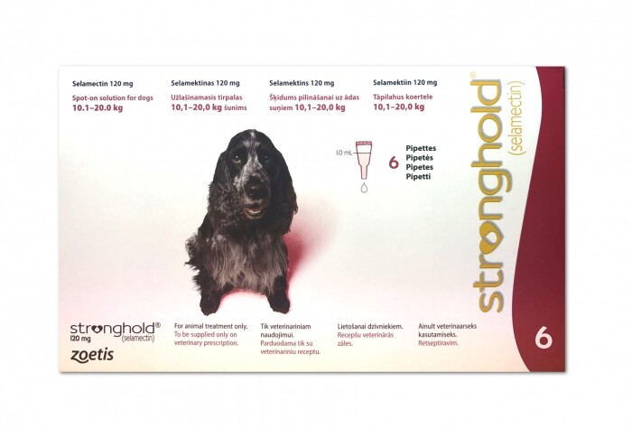 stronghold-120mg_ Stronghold 120 mg / Стронгхолд 120 мг разтвор за прилагане върху ограничен участък за кучета от 10.1 до 20 кг - Image 1