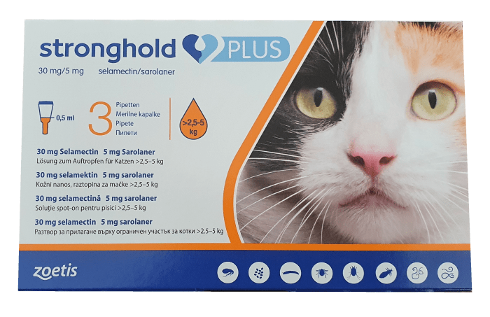 stronghold-plus-30mg Stronghold Plus 30 mg/5 mg / Стронгхолд плюс 30 мг/5 мг за котки от 2.5 до 5 кг - Image 1