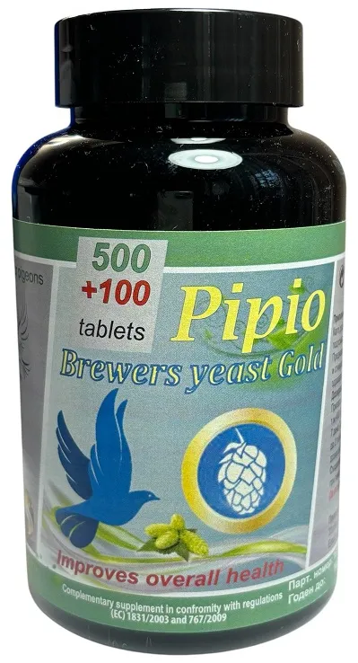 f2bb7335344d2689fdc5c9401dbfaf6c Pipio Brewers yeast Gold - Бирена мая Голд за птици 500 таблетки + 100 таблетки бонус от производител - Image 1