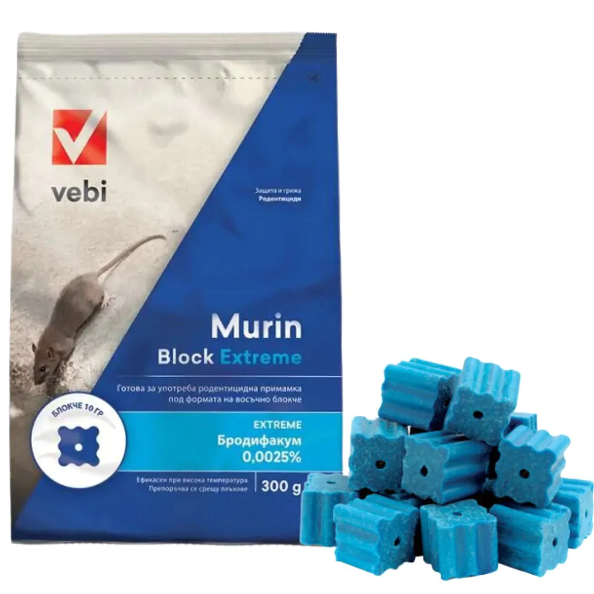 ddvclugl.ug.kufufuyf Отрова за мишки и плъхове Vebi Murin Block Extreme - 300 гр. - Image 1