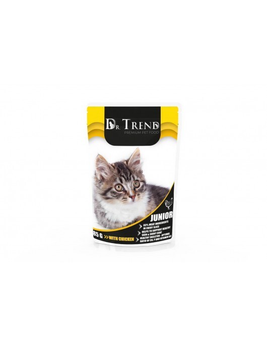 Пауч Dr. Trend Kitten Chicken  /  Пауч хапки в сос с пиле - 85г - Image 1