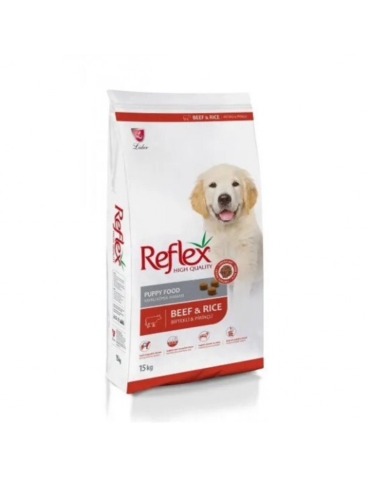 7251-530x686 Reflex Dog Puppy Beef & Rice / Пълноценна храна за подрстващи кученца от средни и едри породи с телешко и ориз. - 15кг. - Image 1