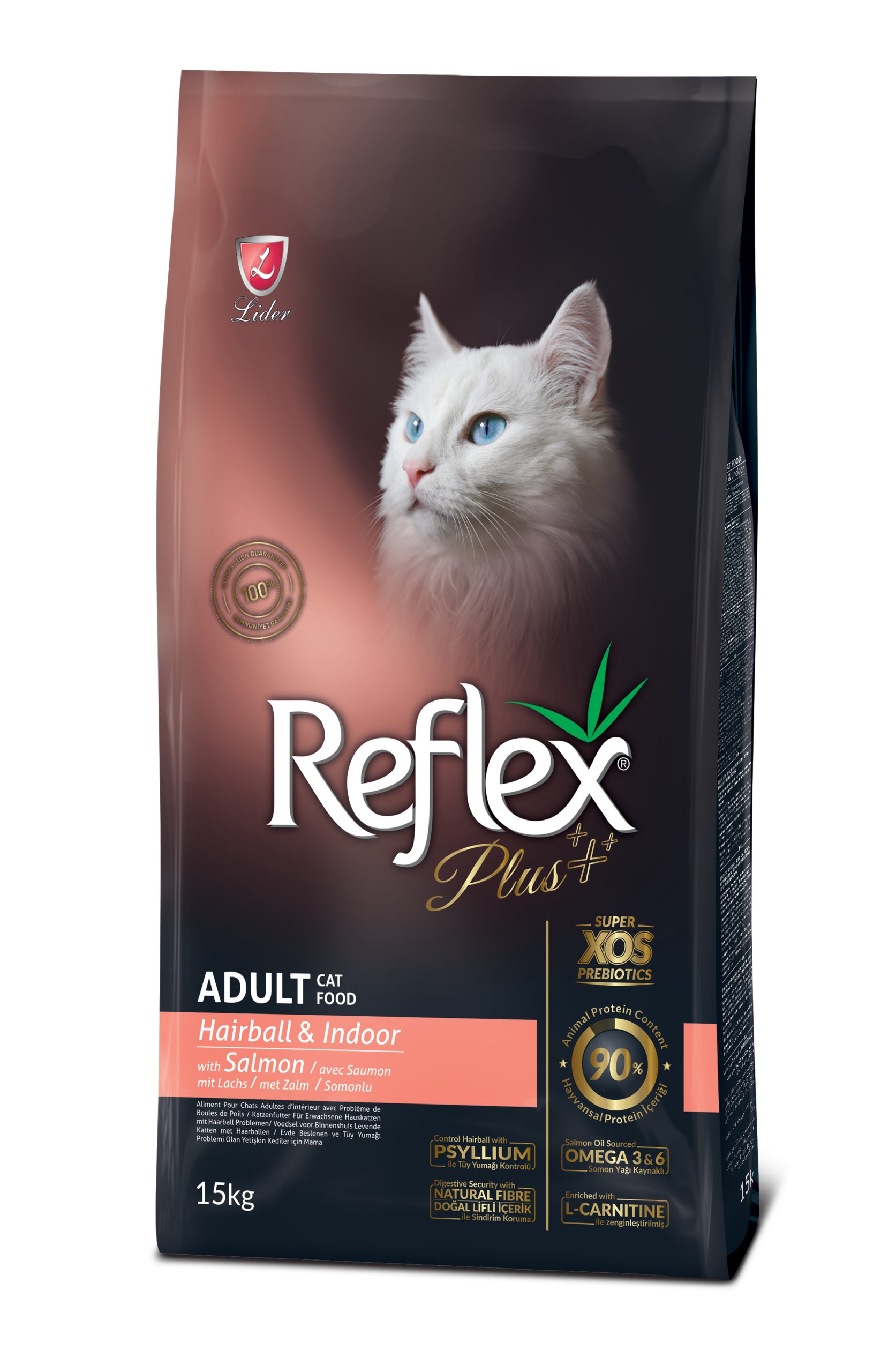 Reflex Plus Cat Hairball Salmon  /  Пълноценна храна за израснали дългокосмести котки със сьомга. - 15 кг. - Image 1