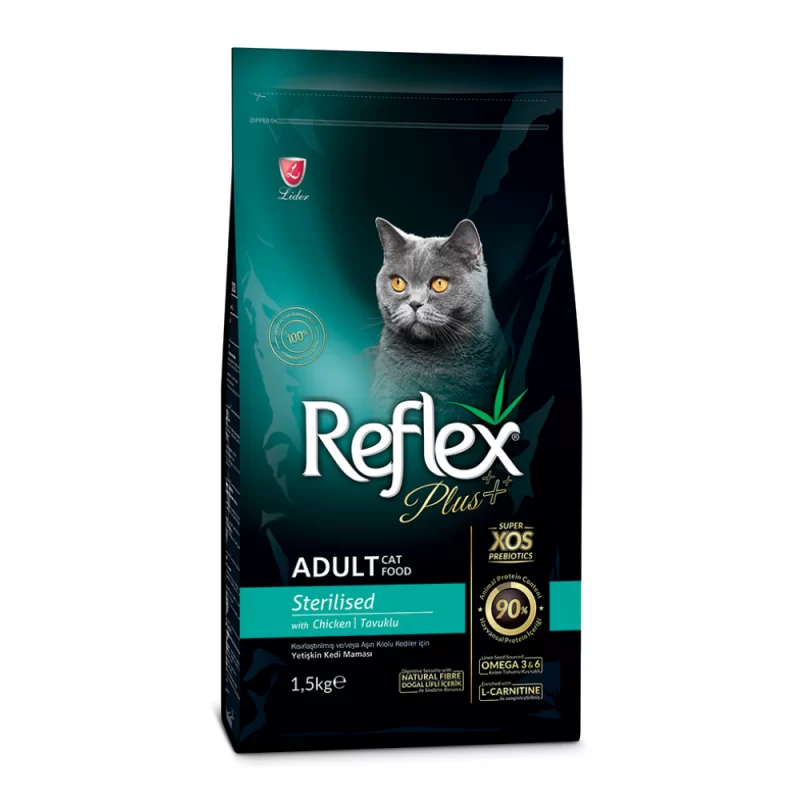 ReflexPlus_1500g_CatFood_sterilised-1000x1000h Reflex Plus Sterilised Chicken Adult Cat - Пълноценна храна за израснали кастрирани котки с пилешко - 1,5 кг. - Image 1