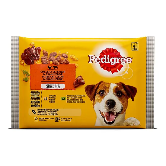 pedigree-pauc-zele-pileskoagneskodrob-4x100gr-6606d79012a19 PEDIGREE ПАУЧ птиче,говеждо и дроб в желе 4х100гр. - Image 1